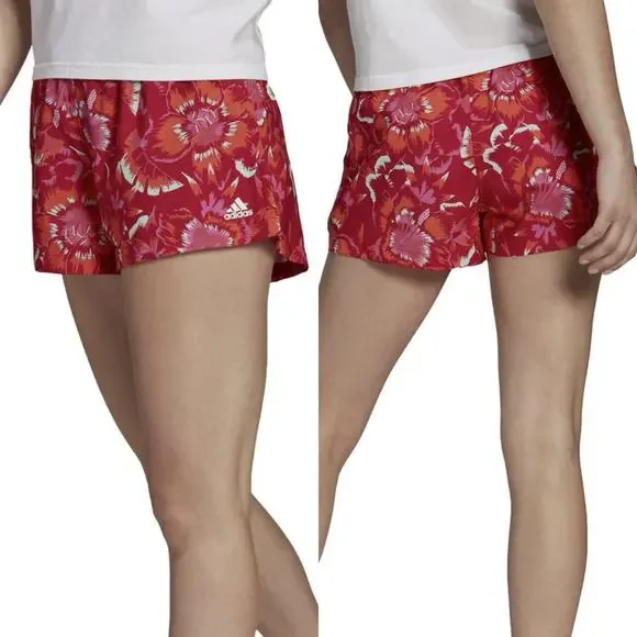Adidas X Farm Rio Pink Floral 3” Athletic Shorts Womens S Small - Picture 2 of 6